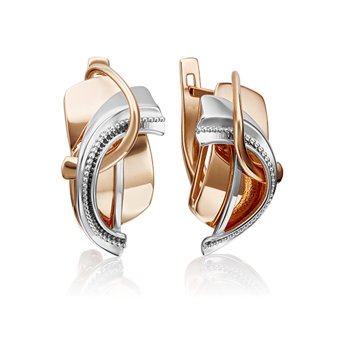 Серьги с английским замком из комбинированного золота 02-4268-00-000-1111-64