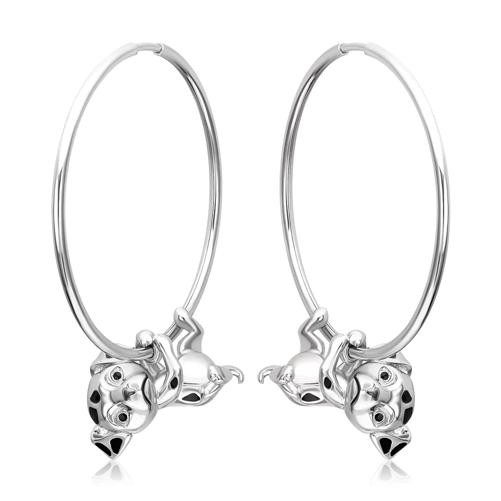 Серьги-конго «Далматинцы» из серебра с эмалью 02-5160-00-000-0200