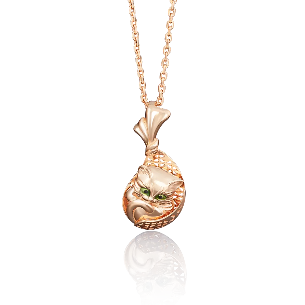 Подвеска «Кот в мешке» из красного золота с эмалью 03-2625-00-000-1110-48