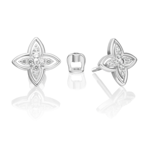 Серьги-пусеты из белого золота с фианитами