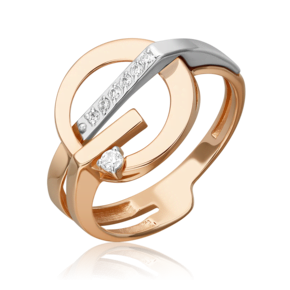 Кольцо из комбинированного золота с фианитами 01-5680-00-401-1111