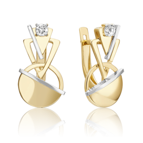 Серьги «Контрасты» из комбинированного золота с натуральным топазом white 02-4827-00-201-1121