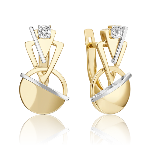 Серьги «Контрасты» из комбинированного золота с натуральным топазом white 02-4827-00-201-1121