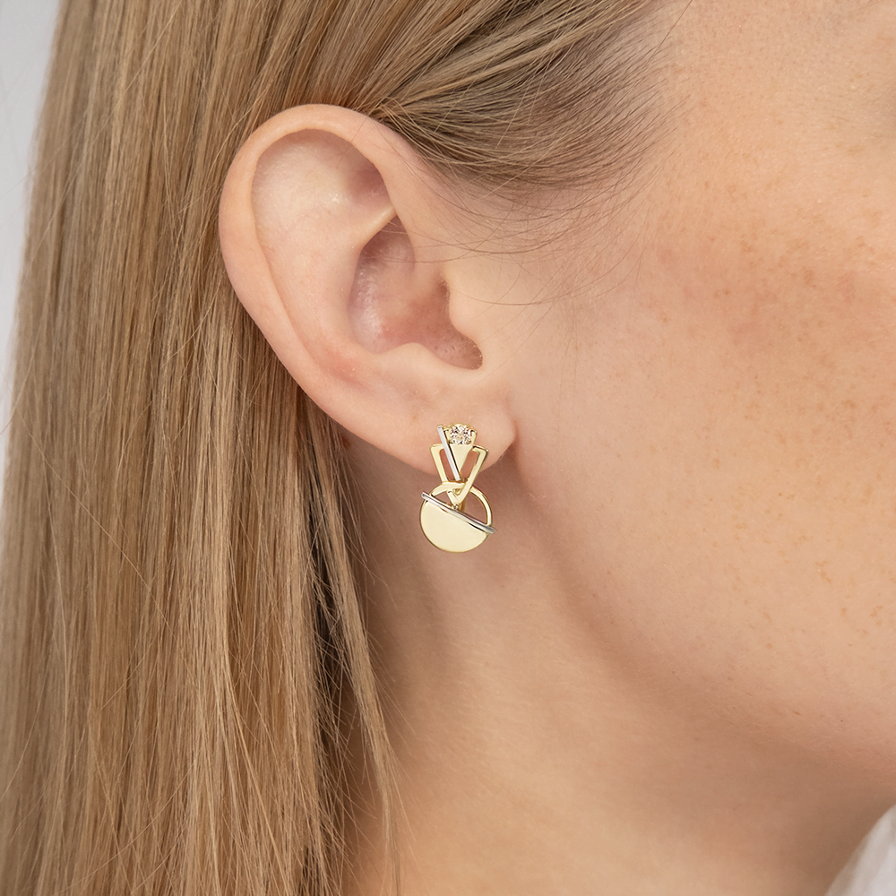 Серьги «Контрасты» из комбинированного золота с натуральным топазом white 02-4827-00-201-1121