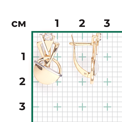 Серьги «Контрасты» из комбинированного золота с натуральным топазом white 02-4827-00-201-1121