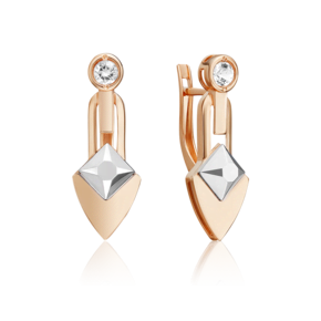 Серьги с английским замком из комбинированного золота с натуральным топазом white 02-5033-00-201-1111