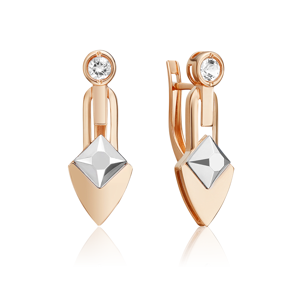 Серьги с английским замком из комбинированного золота с натуральным топазом white 02-5033-00-201-1111