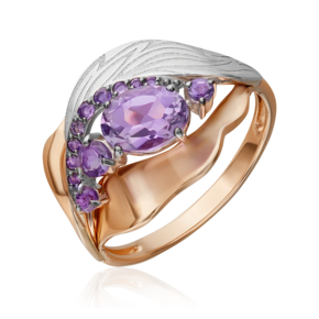 Кольцо «Стихия Воздуха» из комбинированного золота с аметистами 01-5707-00-203-1111