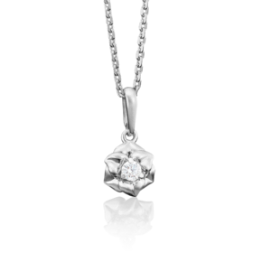 Подвеска «Цветок» из белого золота с бриллиантом 03-2672-00-101-1120-30