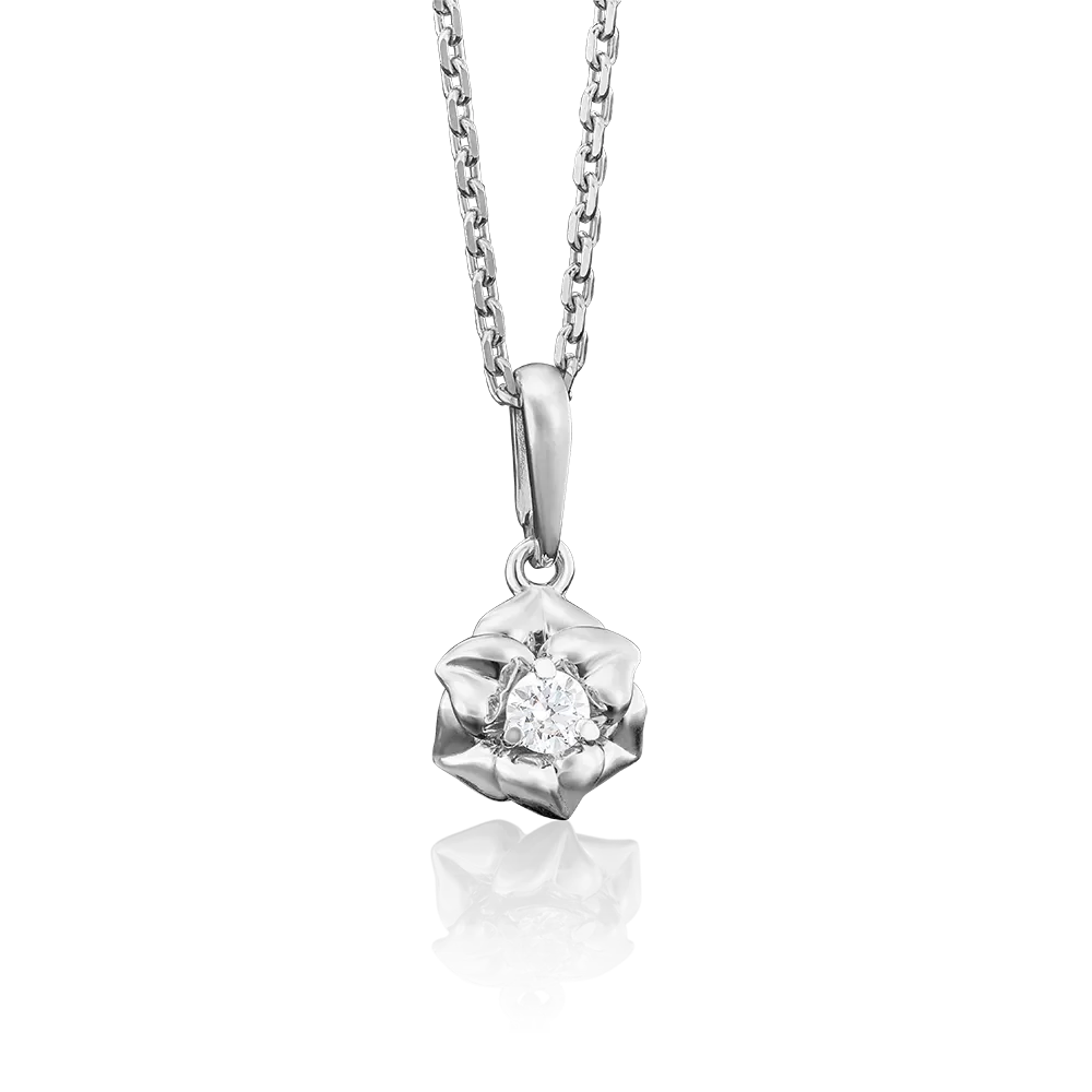 Подвеска «Цветок» из белого золота с бриллиантом 03-2672-00-101-1120-30