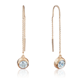 Серьги-цепочки из красного золота с фианитом 02-3734-00-501-1110-38