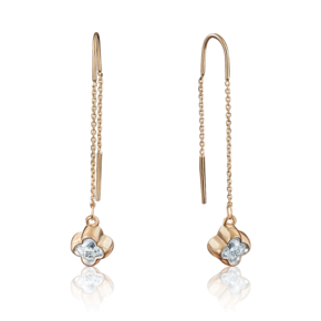 Серьги-цепочки из красного золота с фианитом 02-3735-00-501-1110-38