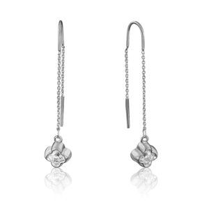 Серьги-цепочки из белого золота с фианитом 02-3735-00-501-1120-38