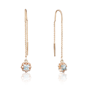 Серьги-цепочки из красного золота с фианитом 02-3736-00-501-1110-38