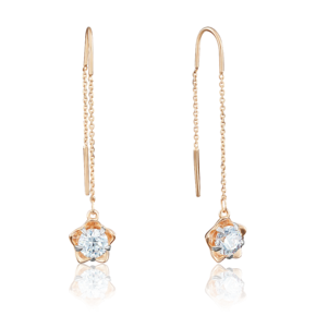 Серьги-цепочки из красного золота с фианитом 02-3737-00-501-1110-38