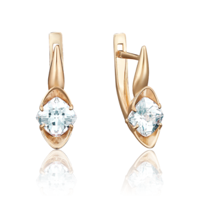 Серьги с английским замком из красного золота с фианитом 02-3738-00-501-1110-38