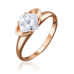 Помолвочное кольцо из красного золота с фианитом 01-4879-00-501-1110-38