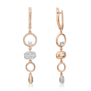 Серьги с английским замком из комбинированного золота с натуральными топазами white