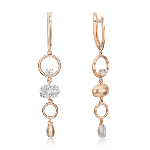 Серьги с английским замком из комбинированного золота с натуральными топазами white 02-4926-00-201-1111