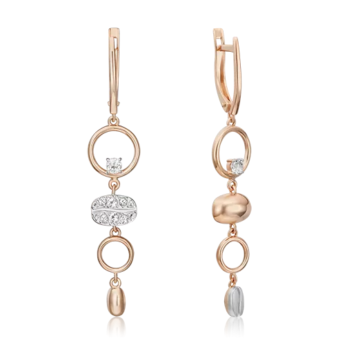 Серьги с английским замком из комбинированного золота с натуральными топазами white 02-4926-00-201-1111