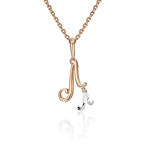 Подвеска «Буква Л» из комбинированного золота 03-2950-Л-000-1111