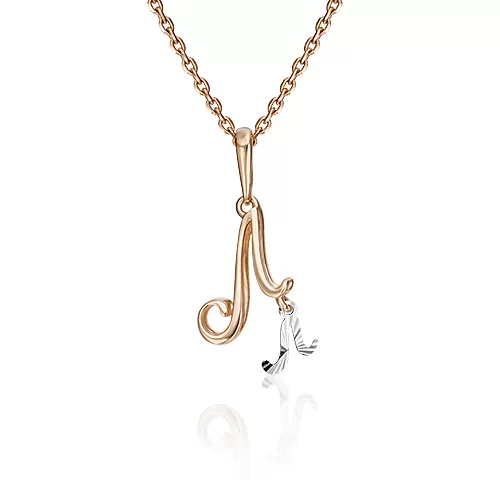 Подвеска «Буква Л» из комбинированного золота 03-2950-Л-000-1111