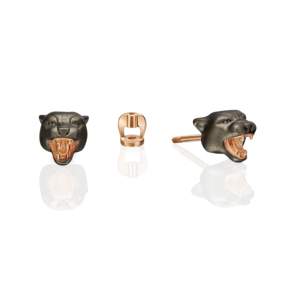 Серьги-пусеты «Чёрные пантеры» из красного золота 02-5298-00-000-1110