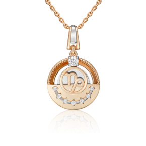 Подвеска «Знак зодиака Козерог» из комбинированного золота с фианитами 03-3463-05-401-1111
