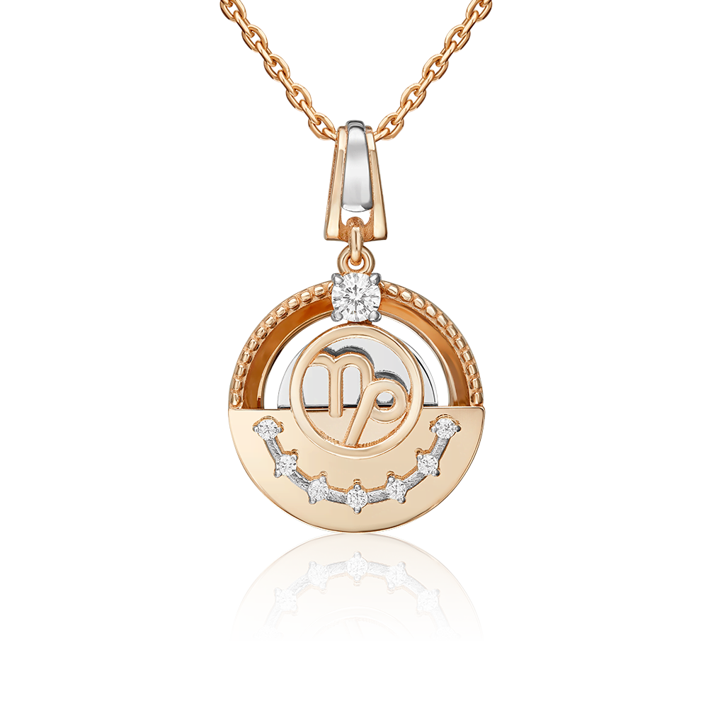 Подвеска «Знак зодиака Козерог» из комбинированного золота с фианитами 03-3463-05-401-1111