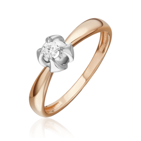 Кольцо из комбинированного золота с бриллиантом 01-5803-00-101-1111
