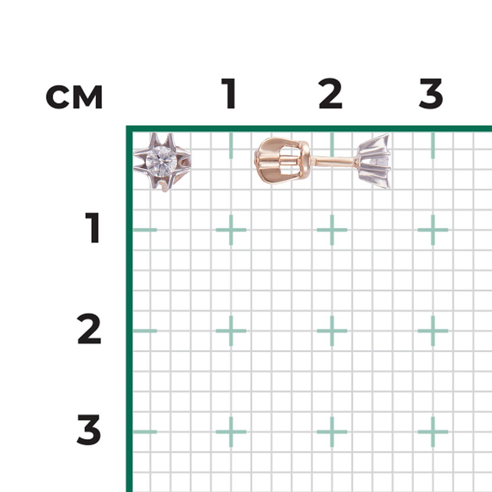 Серьги-пусеты из комбинированного золота с бриллиантом 02-4162-00-101-1111-30