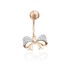 Пирсинг в пупок «Бант» из красного золота с синтетическими вставками 06-3324-00-801-1110-55