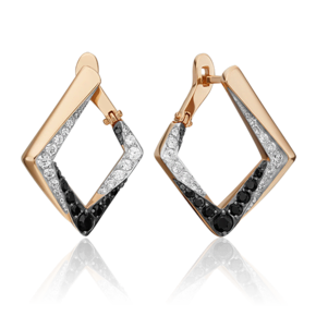 Серьги с английским замком из красного золота с фианитами