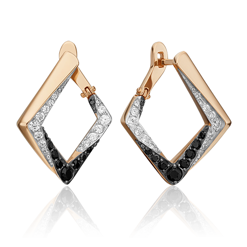 Серьги с английским замком из красного золота с фианитами 02-4580-00-403-1110-24