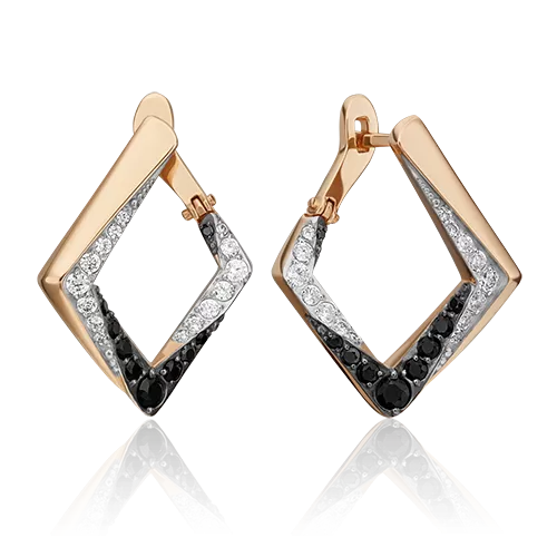 Серьги с английским замком из красного золота с фианитами 02-4580-00-403-1110-24