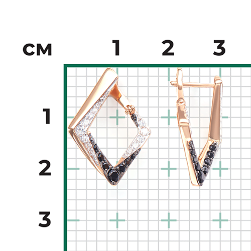 Серьги с английским замком из красного золота с фианитами 02-4580-00-403-1110-24