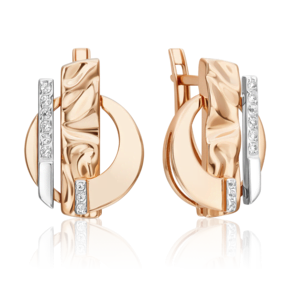 Серьги «Индивидуальность» с английским замком из комбинированного золота с натуральными топазами white 02-5094-00-201-1111