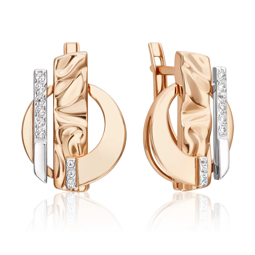 Серьги «Индивидуальность» с английским замком из комбинированного золота с натуральными топазами white 02-5094-00-201-1111