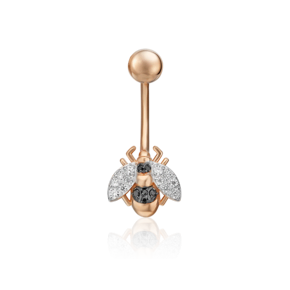 Пирсинг в пупок «Пчела» из красного золота с фианитами 06-3303-00-403-1110-03