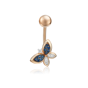 Пирсинг в пупок «Бабочка» из красного золота с фианитами 06-3304-00-404-1110-03