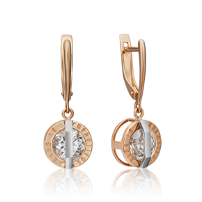 Серьги «Жизнь прекрасна» с английским замком из комбинированного золота с фианитом 02-4528-00-401-1111