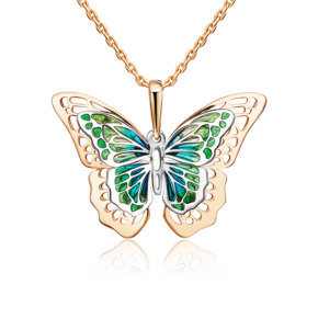 Подвеска «Тропическая красавица» из комбинированного золота с эмалью 03-3167-01-000-1111-48