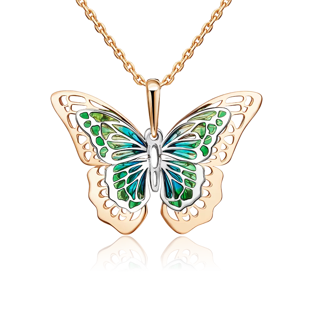 Подвеска «Тропическая красавица» из комбинированного золота с эмалью 03-3167-01-000-1111-48