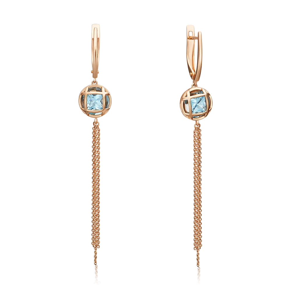 Серьги с английским замком из красного золота с топазом 02-4505-00-201-1110-46