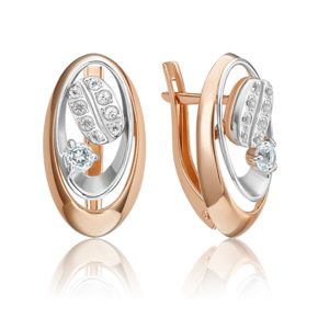 Серьги с английским замком из комбинированного золота с натуральными топазами white 02-4923-00-201-1111