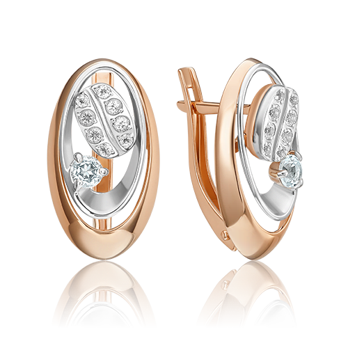 Серьги с английским замком из комбинированного золота с натуральными топазами white 02-4923-00-201-1111