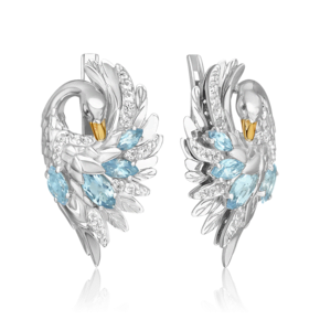 Серьги «Лебеди» с английским замком из белого золота с топазами и натуральными топазами white 02-5300-01-201-1120