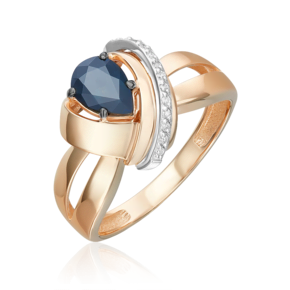 Кольцо из комбинированного золота с сапфиром и бриллиантами 01-5719-00-105-1111