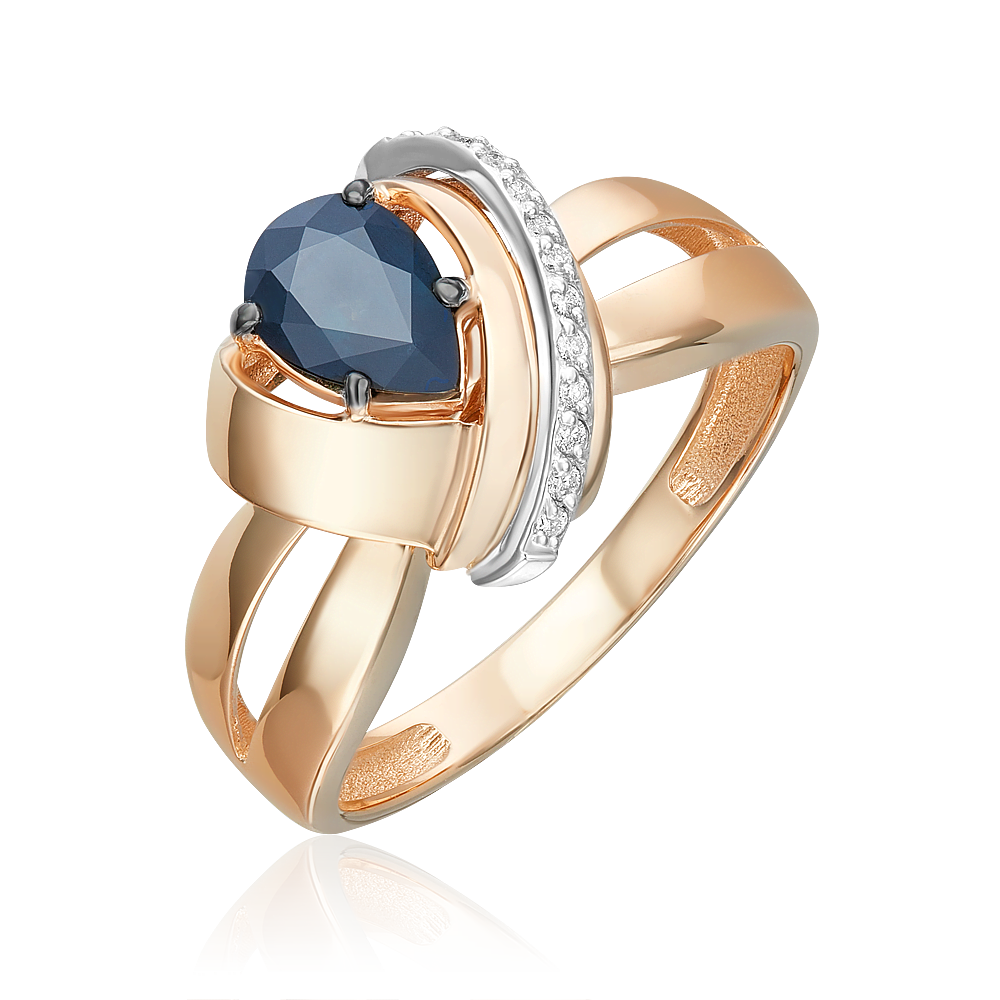 Кольцо из комбинированного золота с сапфиром и бриллиантами 01-5719-00-105-1111
