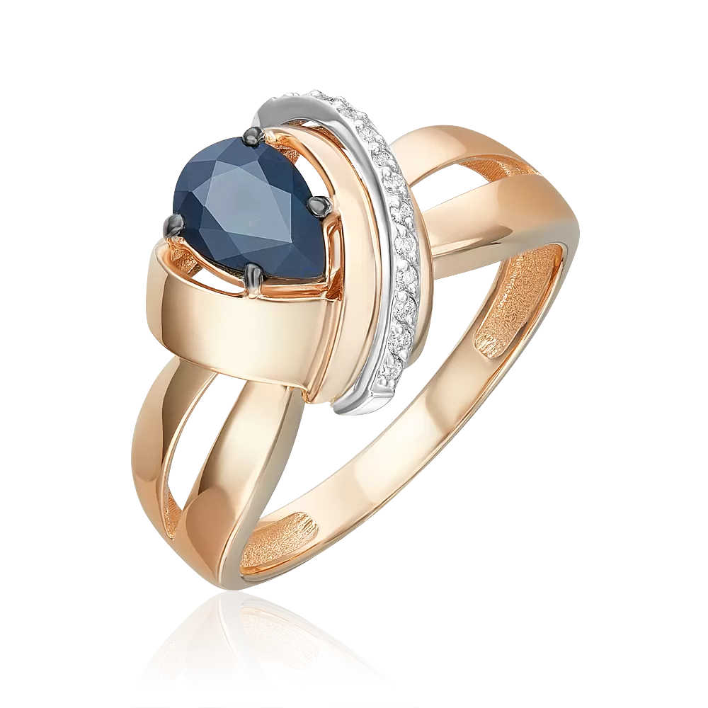 Кольцо из комбинированного золота с сапфиром и бриллиантами 01-5719-00-105-1111